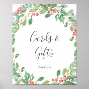 Christmas Greenery Wreath Cards and Gifts Sign