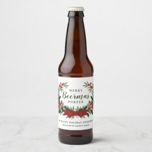 Christmas Greenery Wreath Holiday Beer Bottle Label