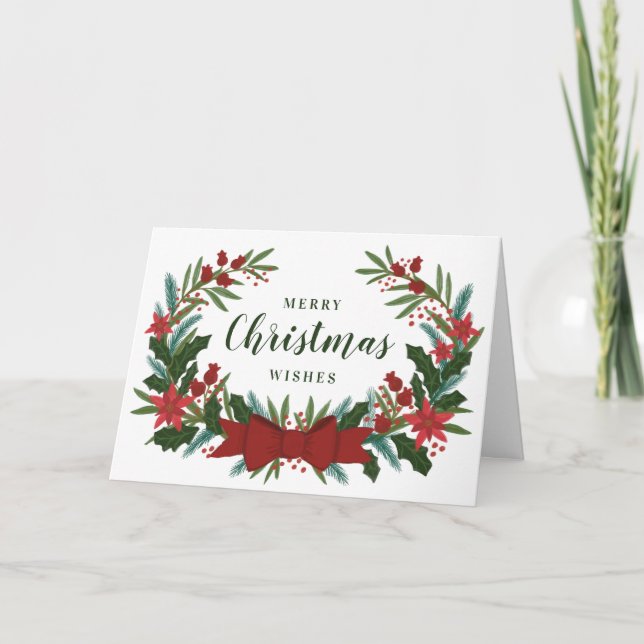 Christmas Greenery Wreath Holiday Card (Front)