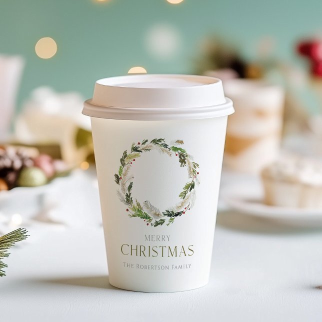 Christmas Greenery Wreath Paper Cups (Creator Uploaded)