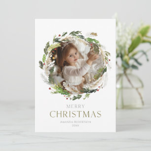 Christmas Greenery Wreath Photo card