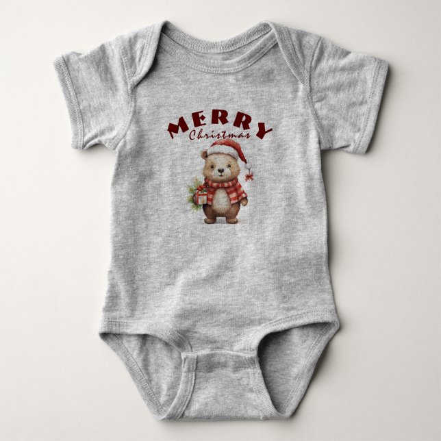 Christmas greeting  baby bodysuit (Front)
