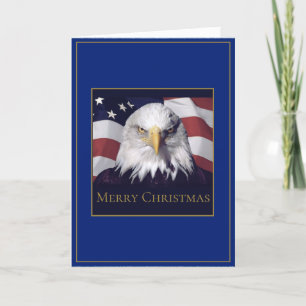 Christmas Greeting Card American Flag & Eagle