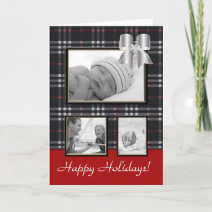 Christmas Greeting Card Burberry Plaid Bow Black
