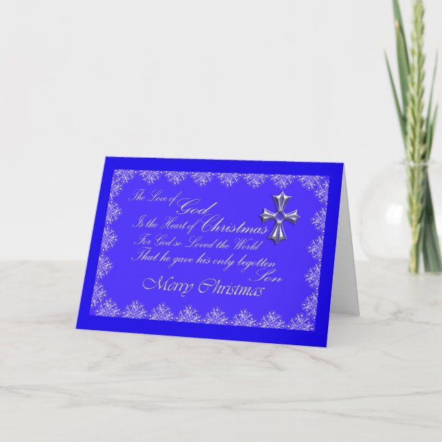 Christmas Greeting Card/Cross-Blue Holiday Card (Front)
