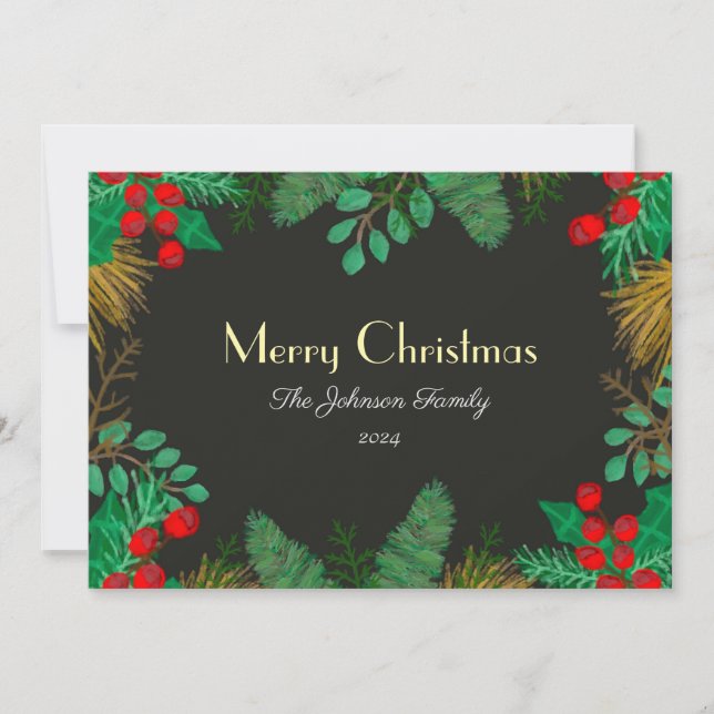 Christmas Greeting Card for Family, Friends - Grey (Front)