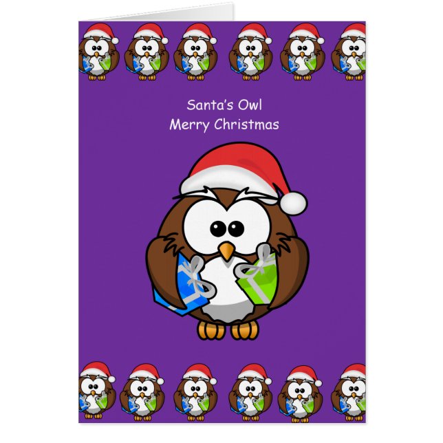 Christmas greeting card owl person kids (Front)