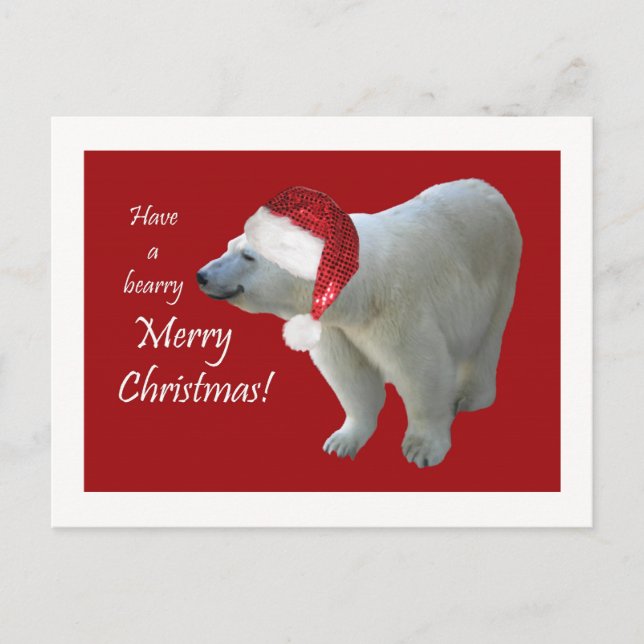 Christmas Greeting Card Polar Bear Santa (Front)