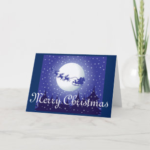 Christmas Greeting Card/Santa and Sleigh Holiday Card