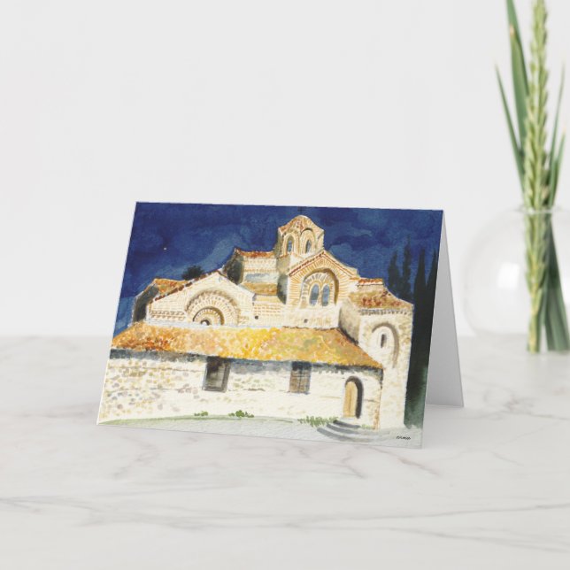 Christmas greeting card  with a Church image (Front)