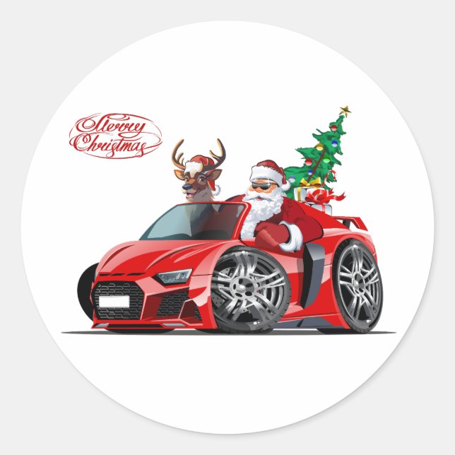 Christmas Greeting Card with Christmas lettering Classic Round Sticker (Front)