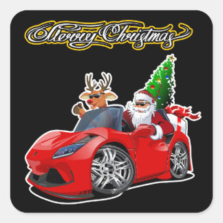 Christmas Greeting Card with Christmas lettering Square Sticker