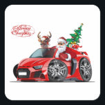 Christmas Greeting Card with Christmas lettering Square Sticker<br><div class="desc">Christmas Greeting Card with Christmas lettering</div>