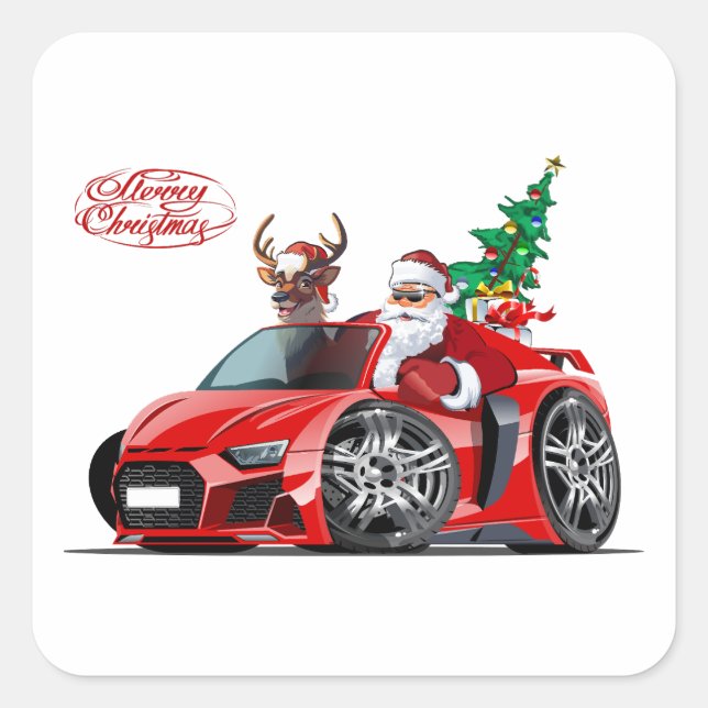 Christmas Greeting Card with Christmas lettering Square Sticker (Front)