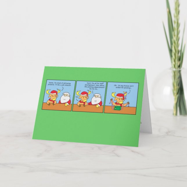 Christmas Greeting Card with Funny Comic Strip (Front)
