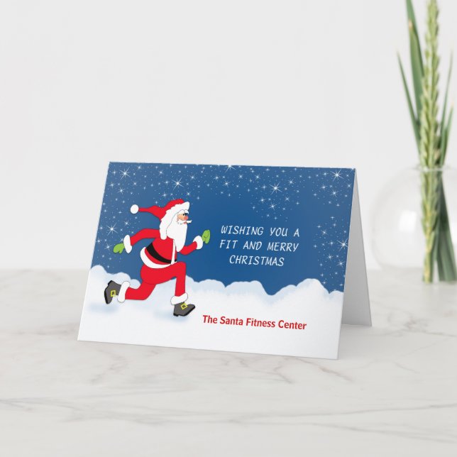 Christmas Greeting card with Jogging Santa Snow (Front)