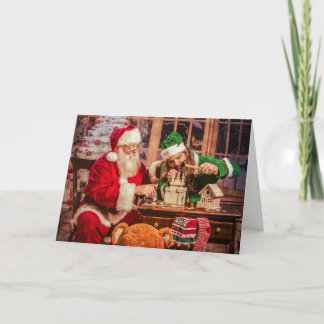Christmas Greeting Card with Santa and Elf