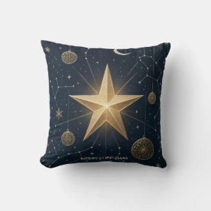 Christmas Greeting Celestial Starry Night Moon Cushion
