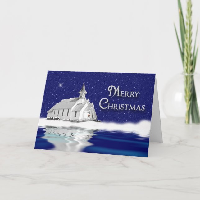 CHRISTMAS GREETING - CHRISTIAN - CHURCH - SNOW HOLIDAY CARD (Front)