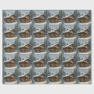 Christmas Greeting Cosy Alpine Chalet Snowy winter Wrapping Paper