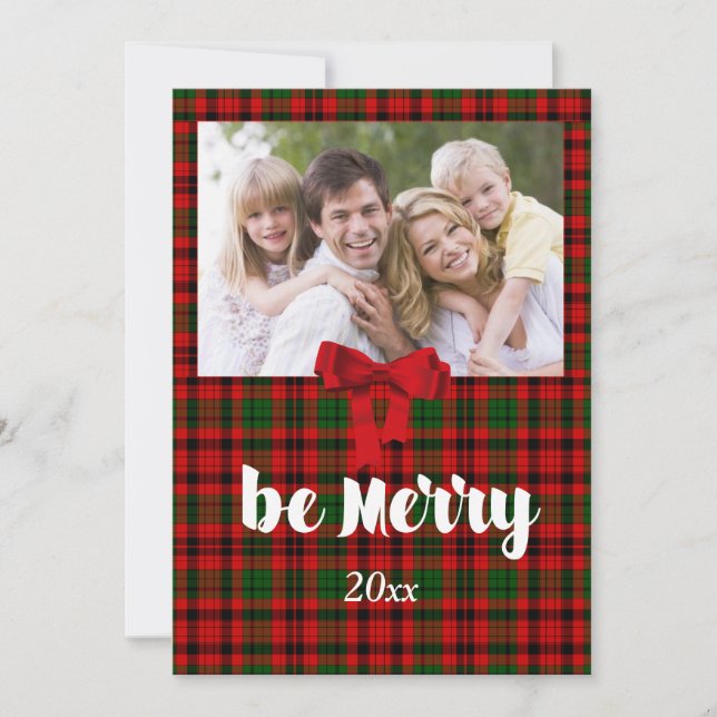 Christmas Greeting, Country Red Plaid, Custom Holiday Card (Front)