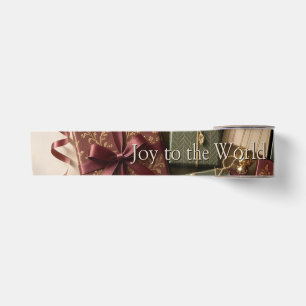 Christmas Greeting , Elegant Gift Wrap Collage Satin Ribbon