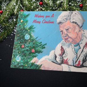 Christmas greeting from NANNY/GRAMMY Handpainted  Card