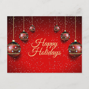 Christmas Greeting Golden Red Winter Holidays Postcard