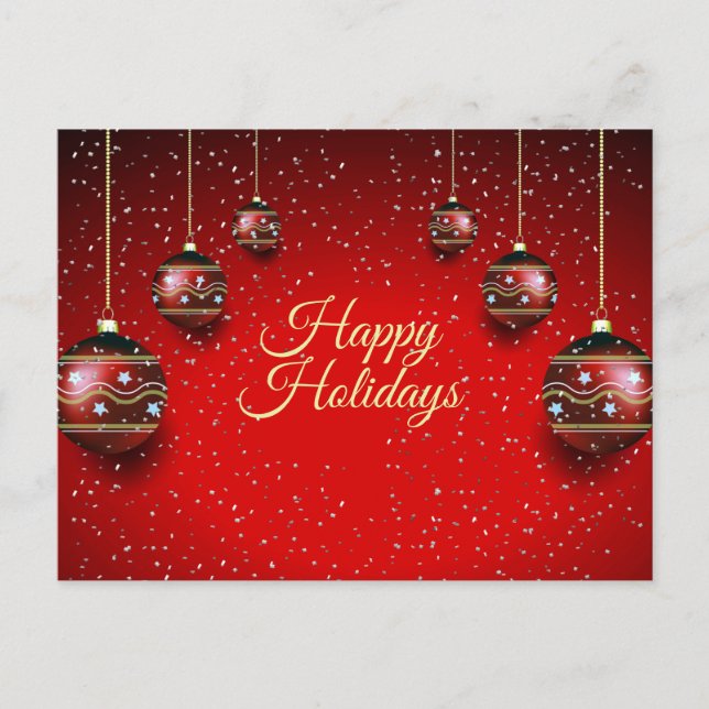 Christmas Greeting Golden Red Winter Holidays Postcard (Front)