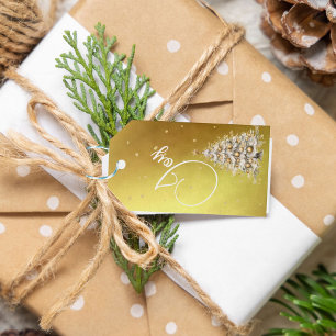 Christmas Greeting Joy Gold Colour Tree Gift Tags