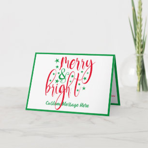 Christmas Greeting Merry and Bright Red Green  Card