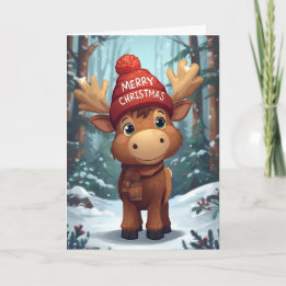 Christmas Greeting Moose  Holiday Card