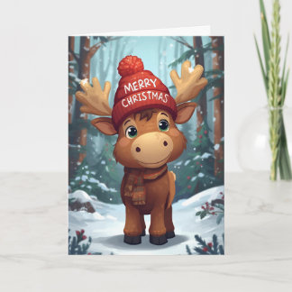 Christmas Greeting Moose  Holiday Card