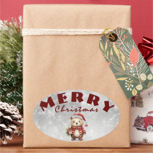 Christmas greeting oval sticker