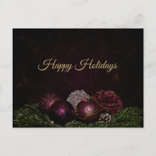 Christmas Greeting Pink Ornament Green Black Postcard