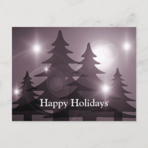 Christmas Greeting Pink Trees Holiday Winter Postcard