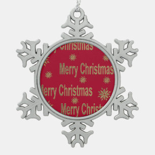 Christmas greeting snowflake pewter christmas ornament