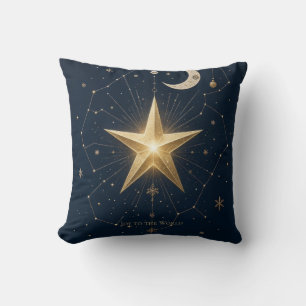 Christmas Greeting Vintage Celestial Night Sky Cushion