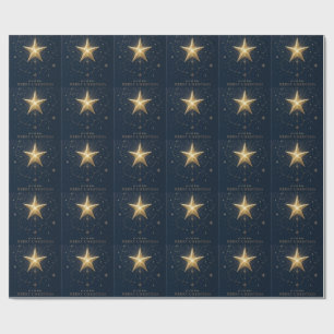 Christmas Greeting Vintage Celestial Night Sky Wrapping Paper