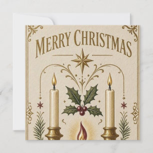 Christmas Greeting , Vintage Matchbox Label Style Invitation