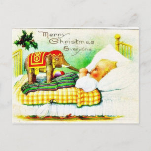 Christmas greeting with an elephant holiday postcard