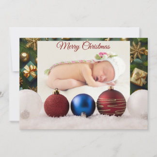 Christmas Greeting With Beautiful Baby Holiday Card
