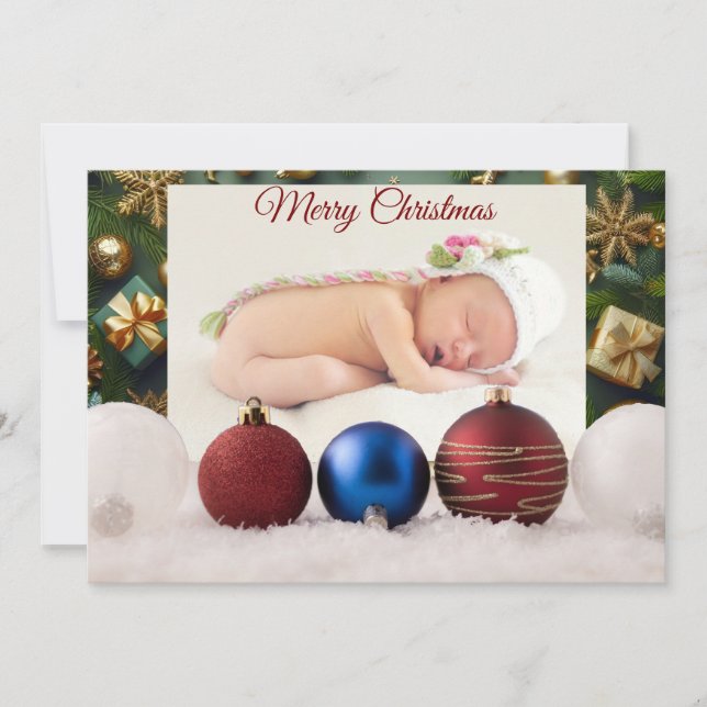 Christmas Greeting With Beautiful Baby Holiday Card (Front)
