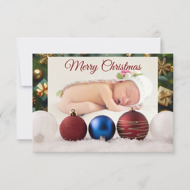 Christmas Greeting With Beautiful Baby Thank You Card (Front)