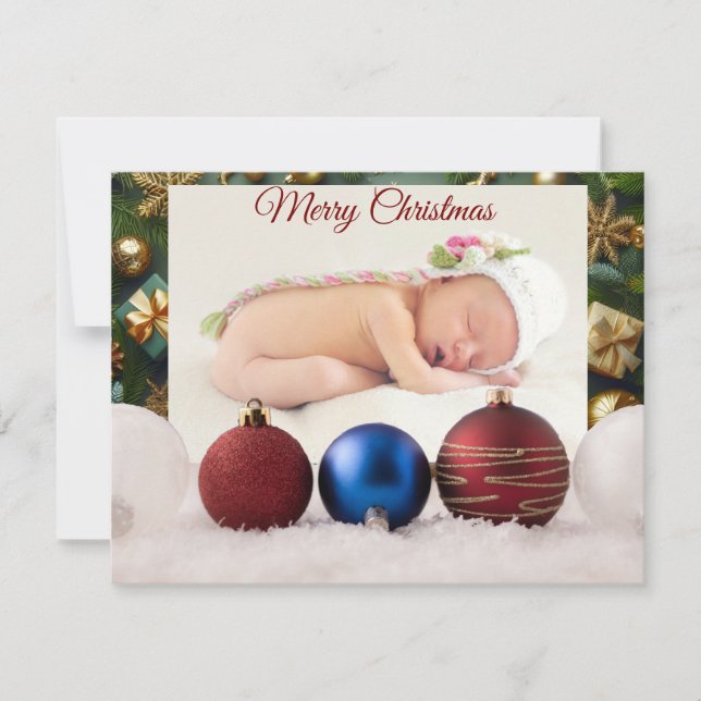 Christmas Greeting With Beautiful Baby Thank You Card (Front)