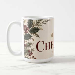 Christmas Greeting with Elegant Snow Covered style Coffee Mug