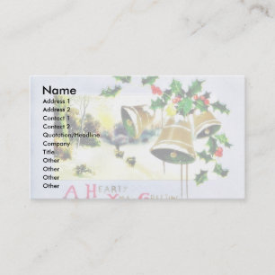 Christmas greeting with scenary and bells business card