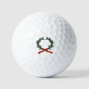 Christmas Greeting Wreath - Red & Green Classic Golf Balls