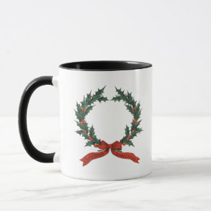 Christmas Greeting Wreath - Red & Green Classic Mug