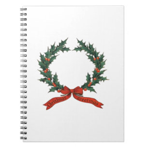 Christmas Greeting Wreath - Red & Green Classic Notebook